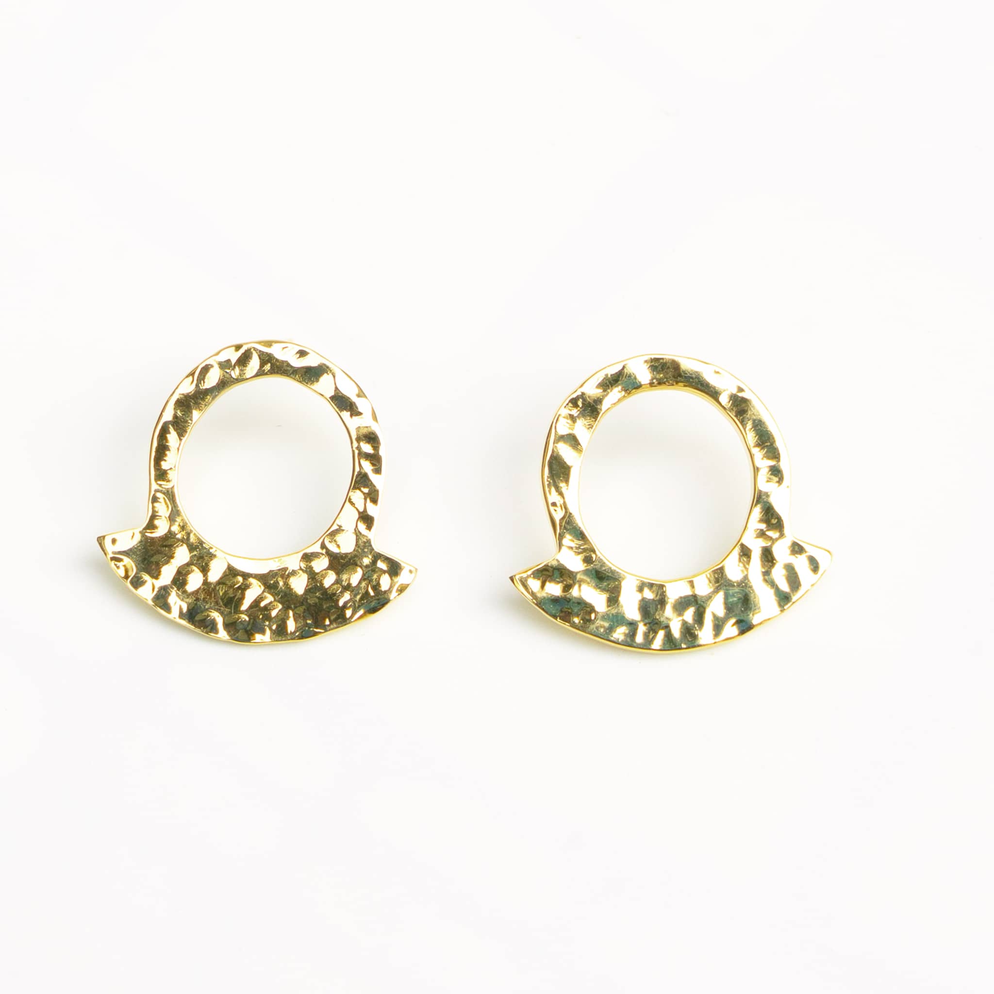 Hammered Crescent Hoop Brass Earrings | Leo