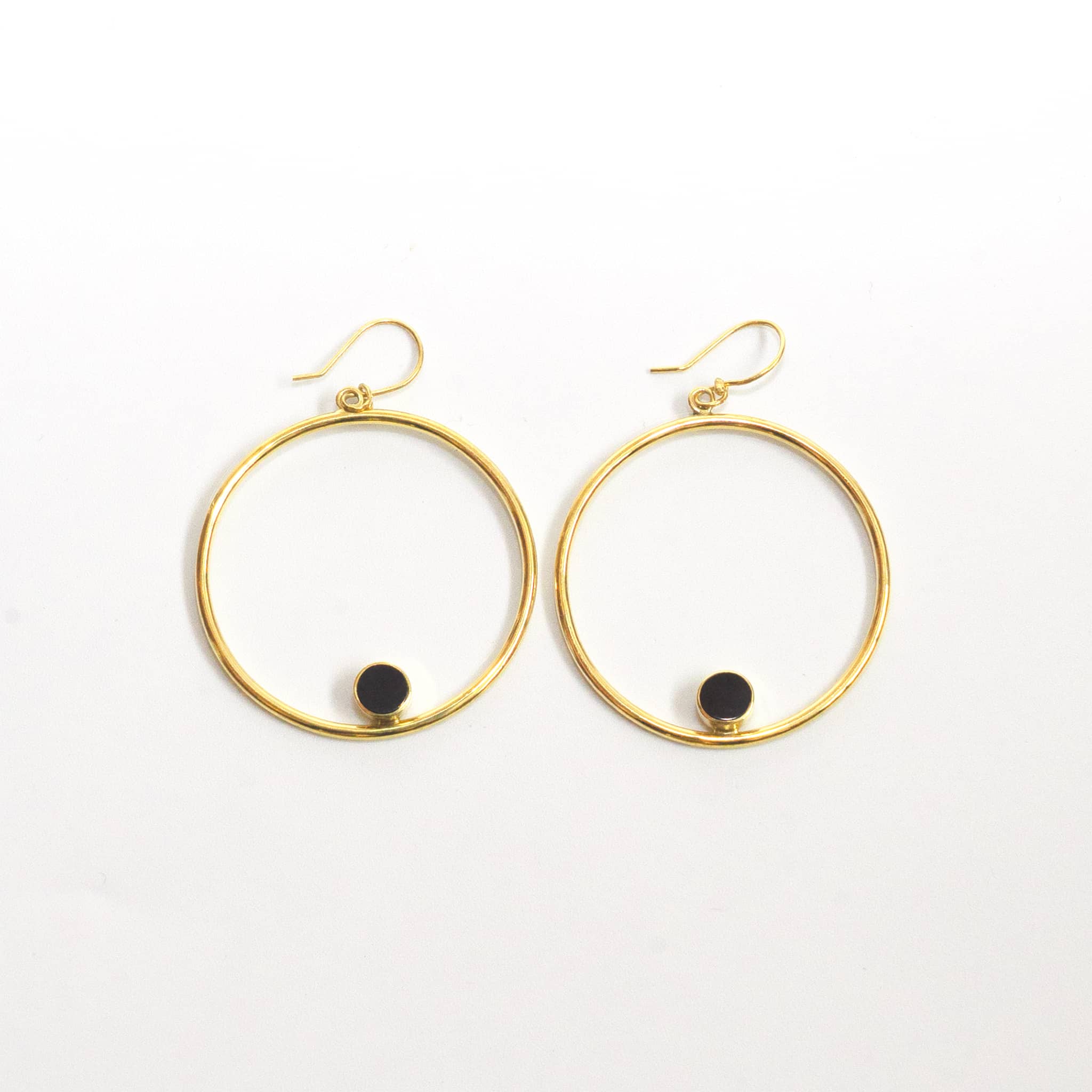 Brass Hoop with Horn Accent Earrings | Lozi