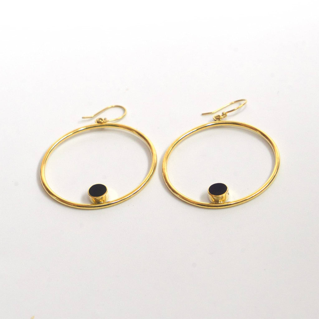 Brass Hoop with Horn Accent Earrings | Lozi