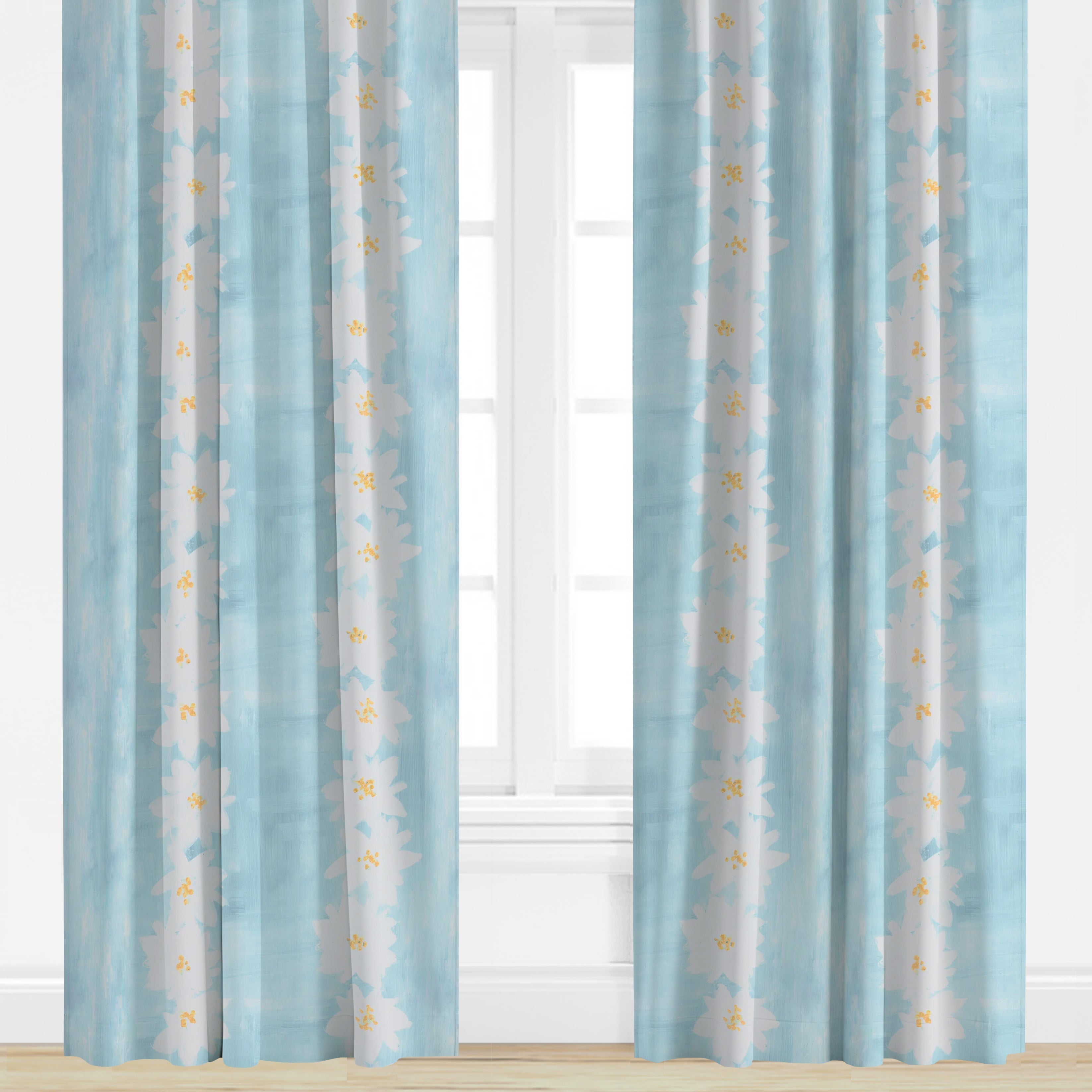 Daisy Chain in Blue by Megan Daisy Milner Drapery Panel