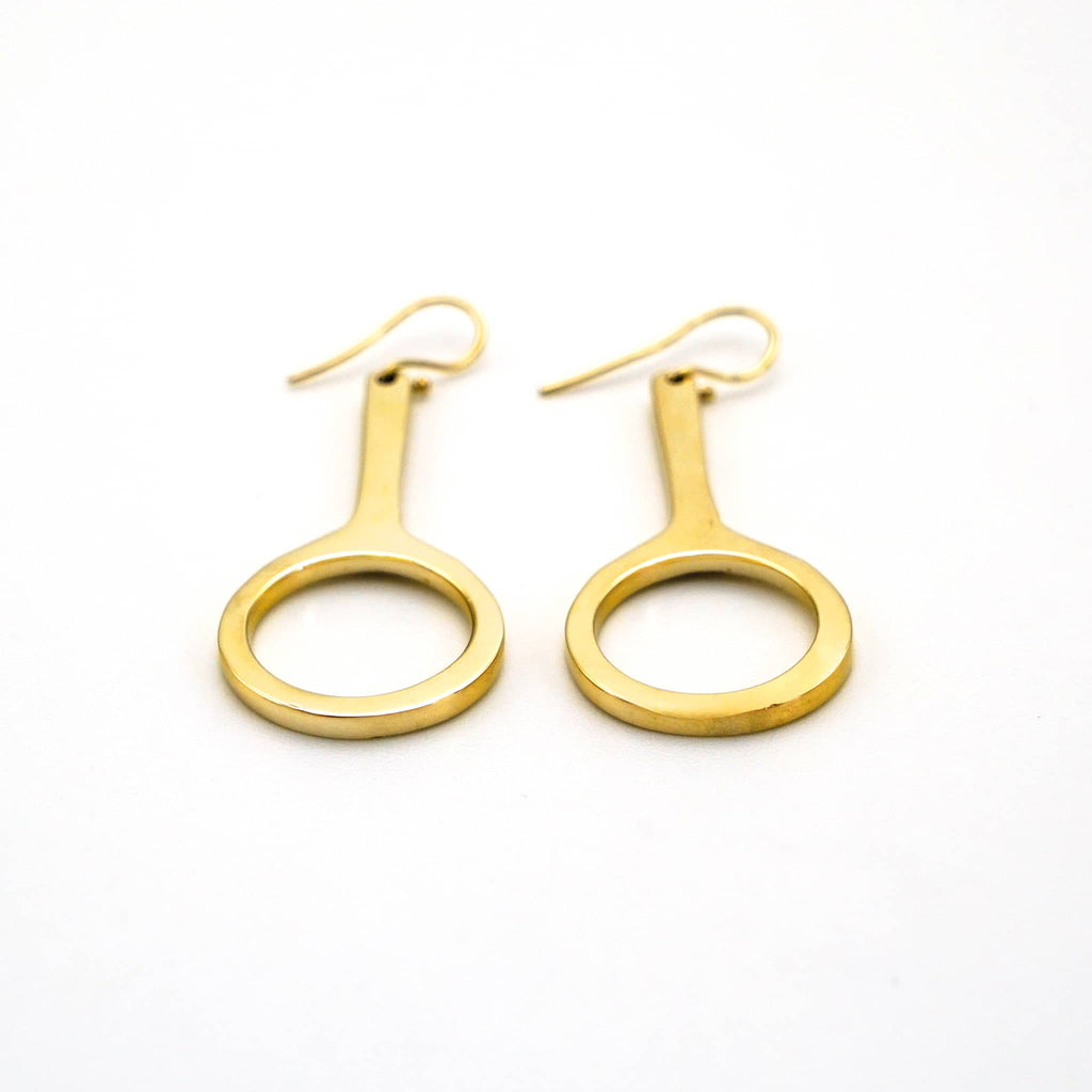 Hoop with Oval Drop Brass Earrings | Mwenzi