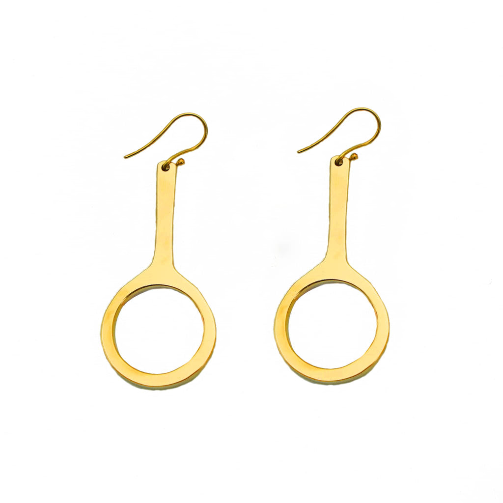 Hoop with Oval Drop Brass Earrings | Mwenzi