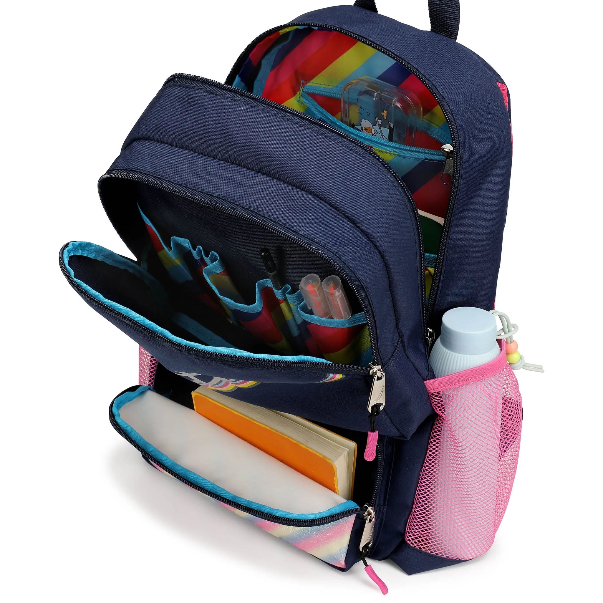 Kinderrucksack für die Schule | Retro-Regenbogen | 40,6 cm hoch