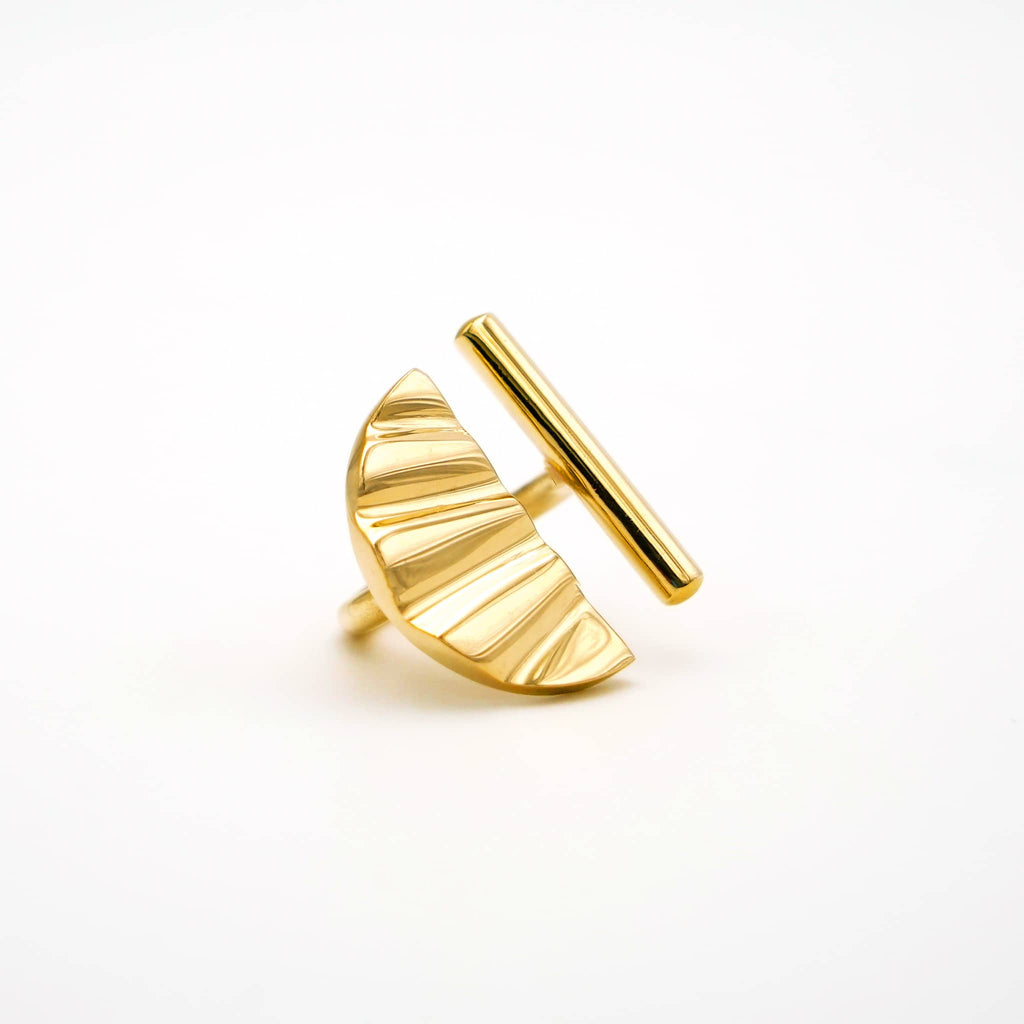 Bar and Shell Semicircle Ring | Nika