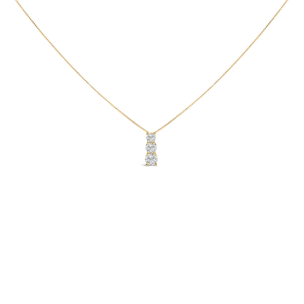 14K White Gold 1/2 Cttw Lab Grown Diamond Three Stone Pendant Necklace