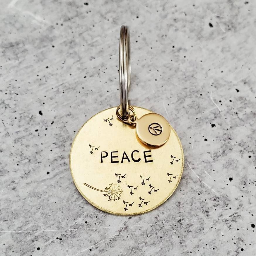 PEACE Schlüsselanhänger aus Messing