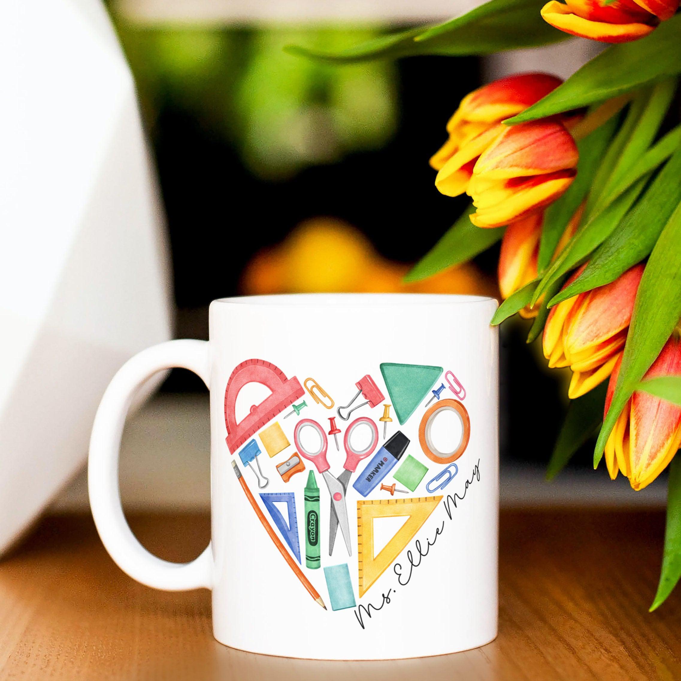 Personalisierte Herz-Lehrer-Tasse