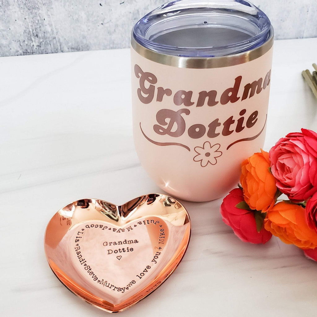 Personalized Heart Trinket Dish for Grandma