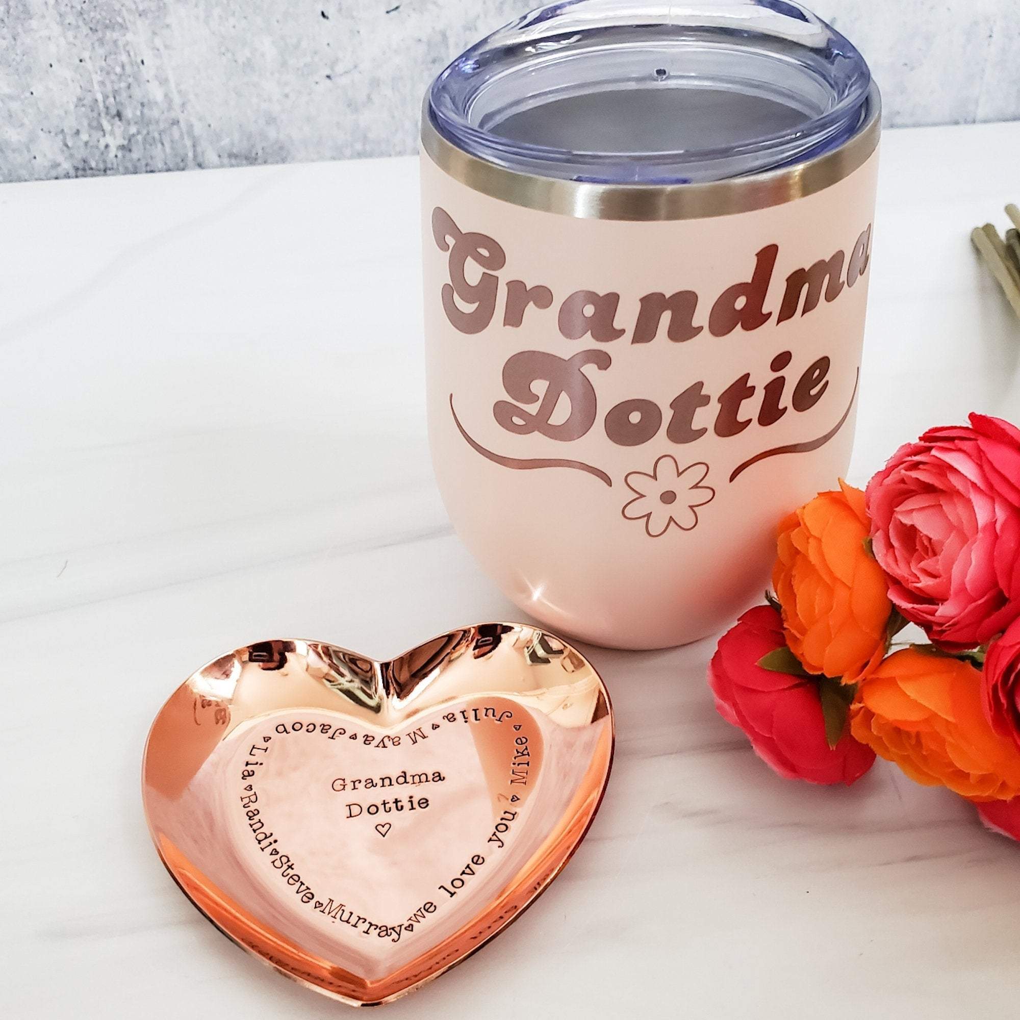 Personalized Heart Trinket Dish for Grandma
