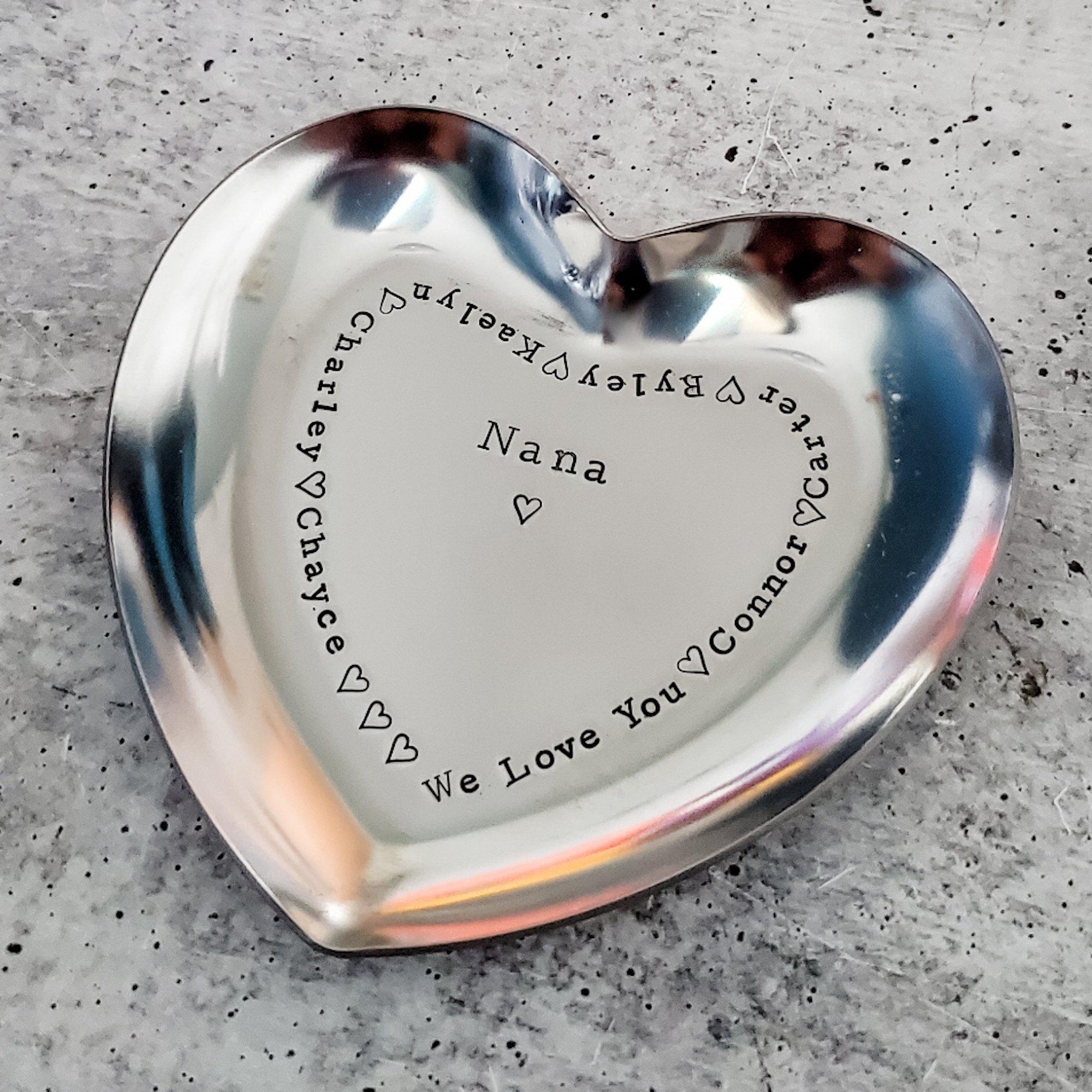 Personalized Heart Trinket Dish for Grandma