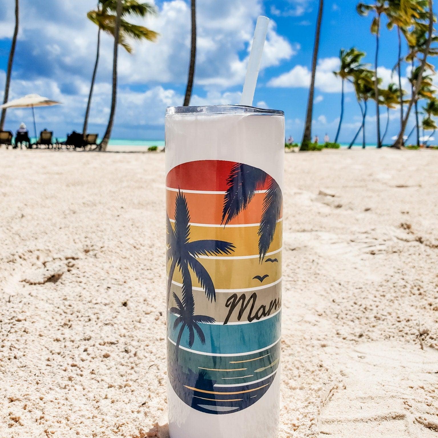 Personalisierter hoher Becher für den Urlaub
