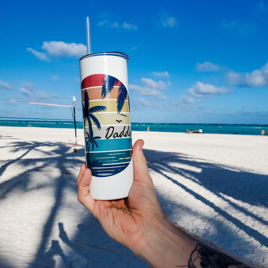 Personalisierter hoher Becher für den Urlaub