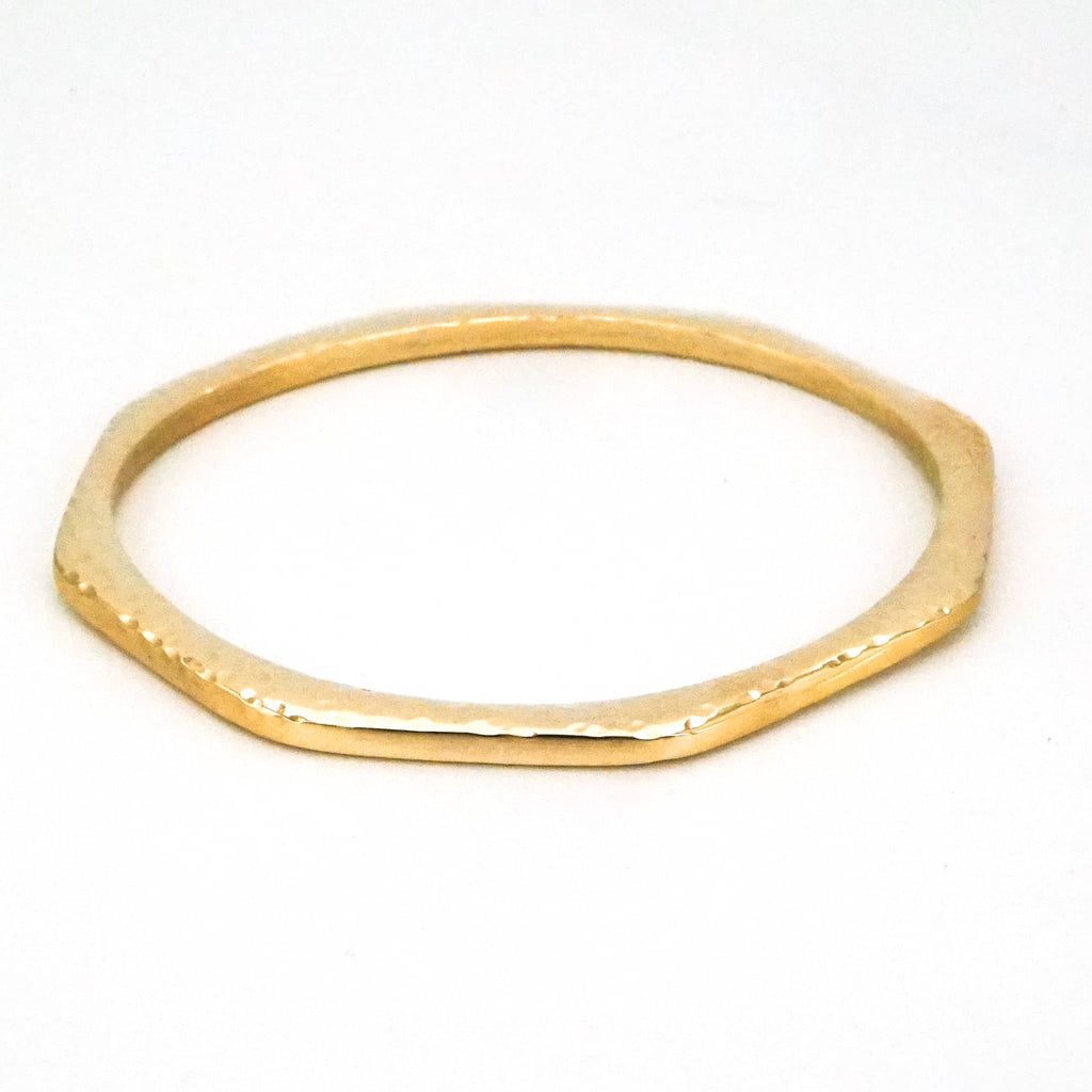 Hand-Hammered Octagon Stackable Brass Bangle | Pia