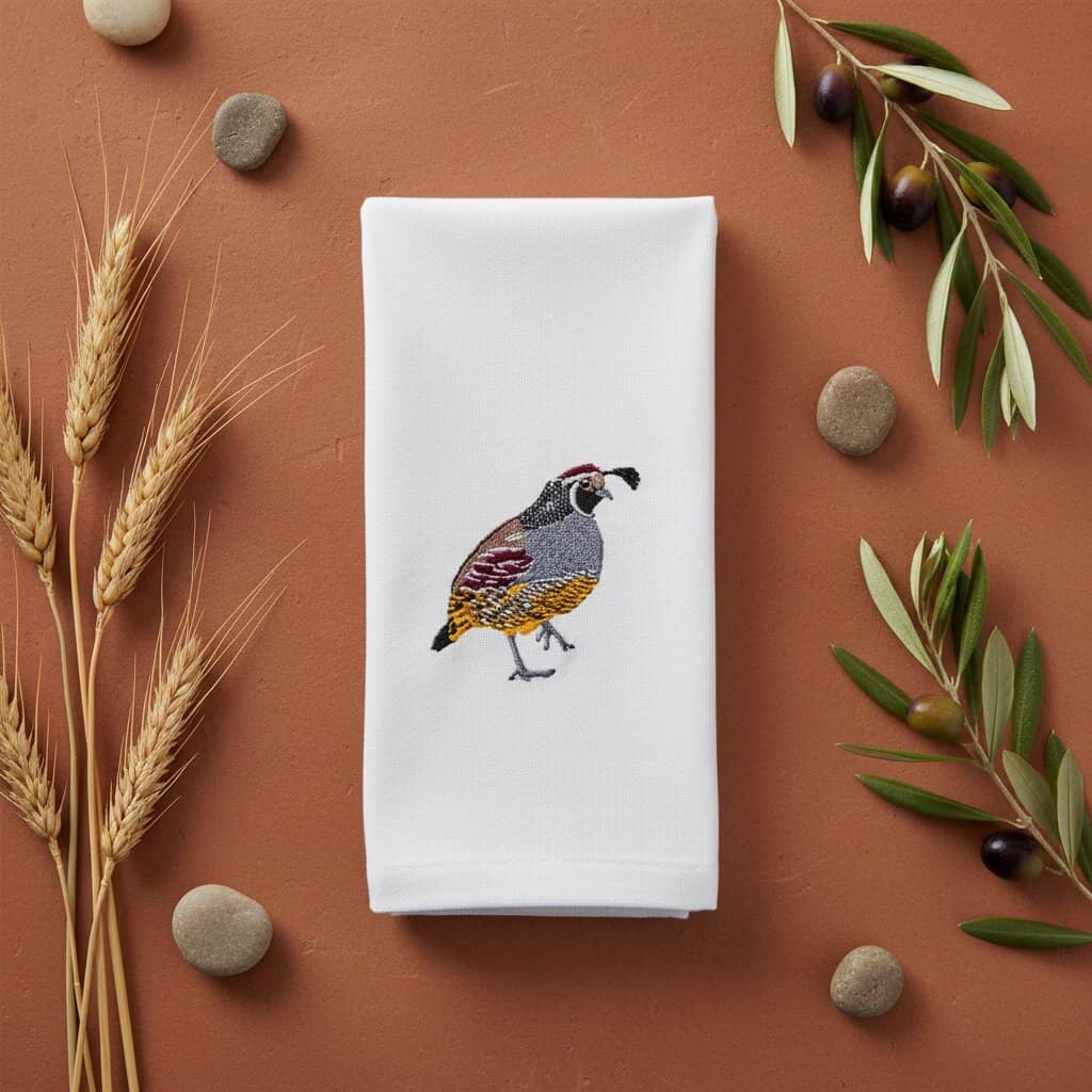 Bird Embroidered Cotton Tea Towels - Handmade Kitchen Gift
