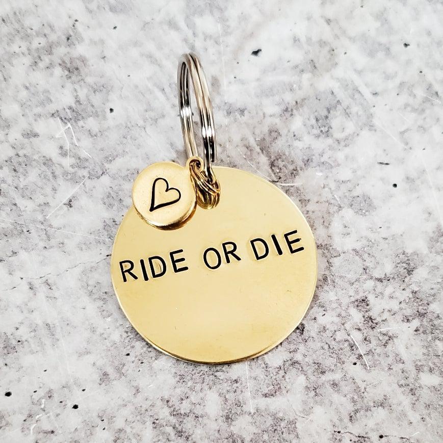 RIDE OR DIE Beste Freundin Messing Schlüsselanhänger
