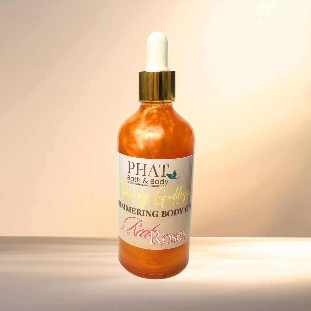 Red Roses Glowing Goddess Natural Shimmer Body Oil Golden Glow | 3.2 oz