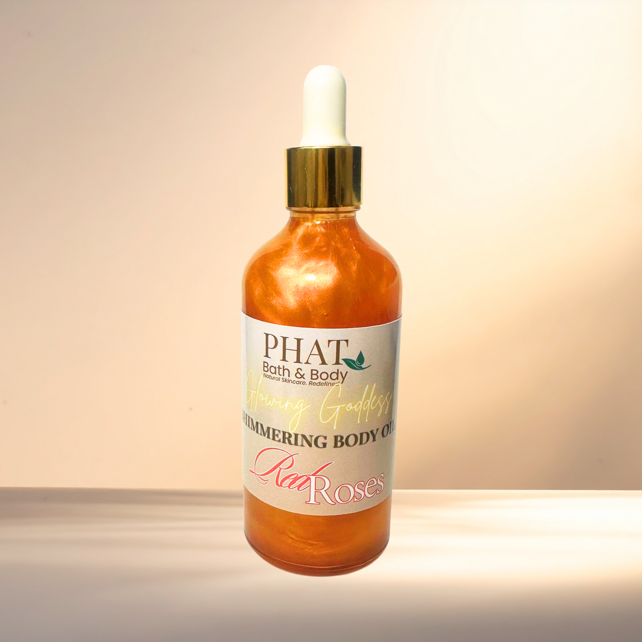 Red Roses Glowing Goddess Natural Shimmer Body Oil Golden Glow | 3.2 oz