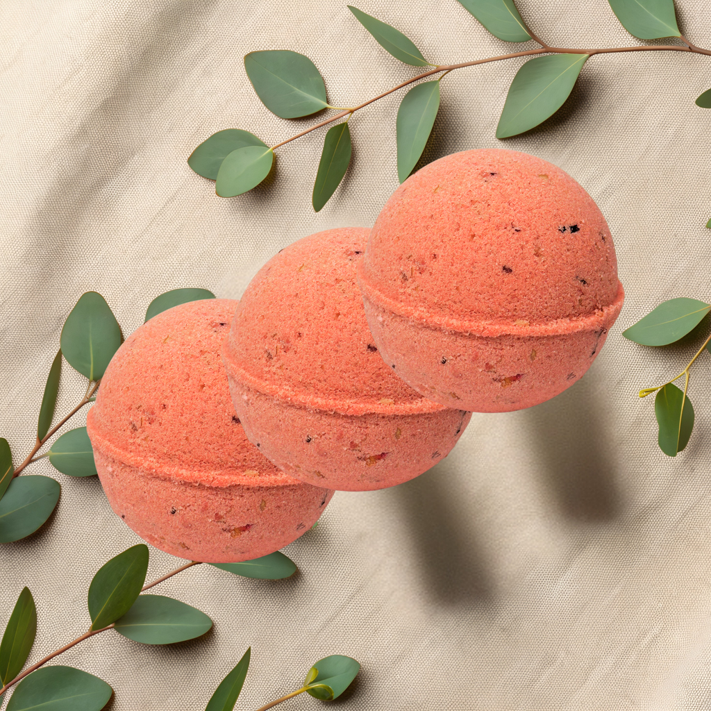 Red Roses Oatmeal Skin Nourishing Natural Bath Bombs with Avocado Oil Vitamin E | 6 oz
