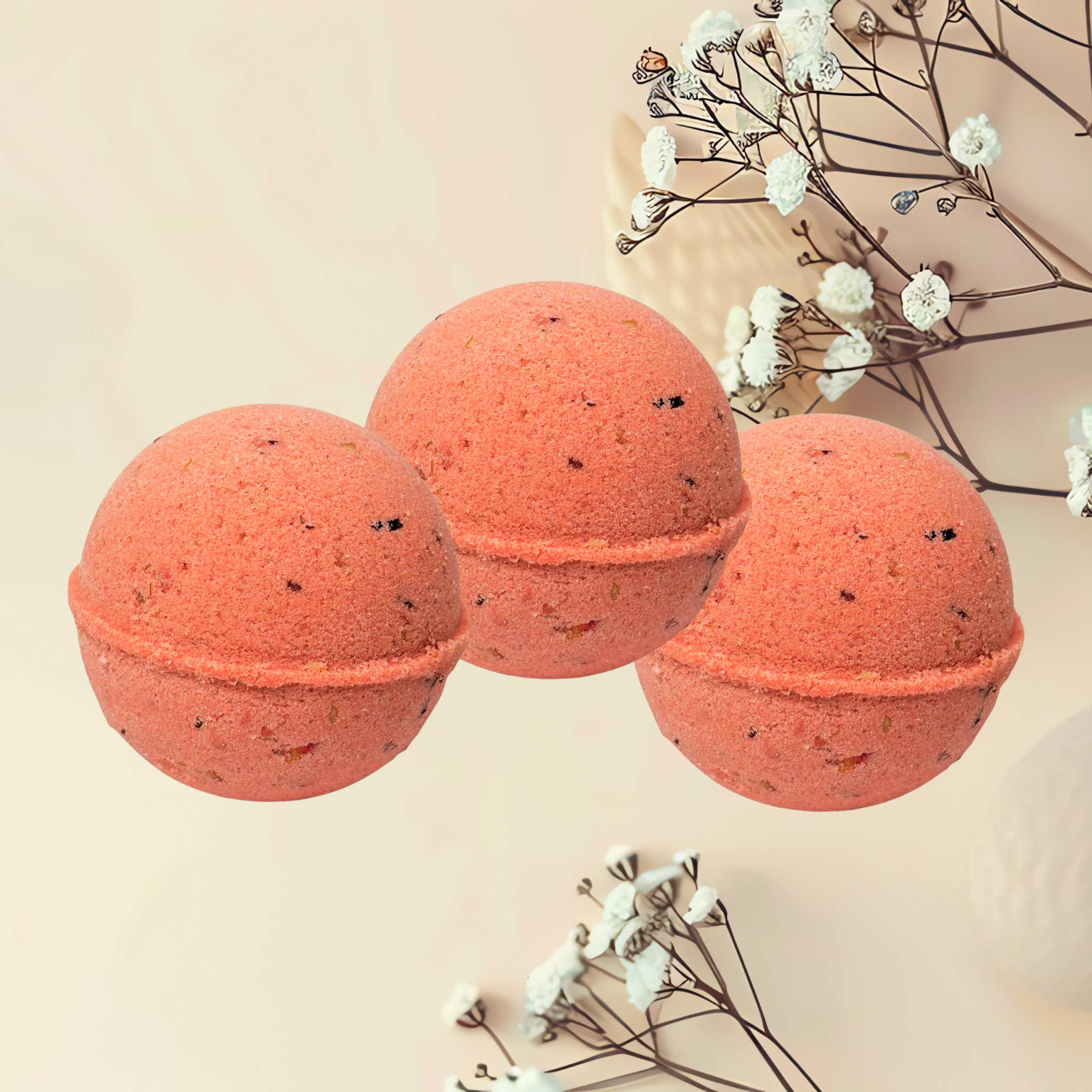 Red Roses Oatmeal Skin Nourishing Natural Bath Bombs with Avocado Oil Vitamin E | 6 oz