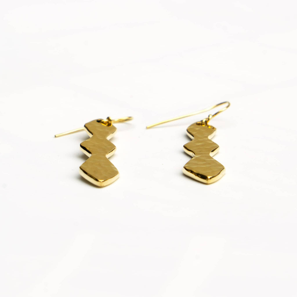 Double Hourglass Brass Dangle Earrings | Rio