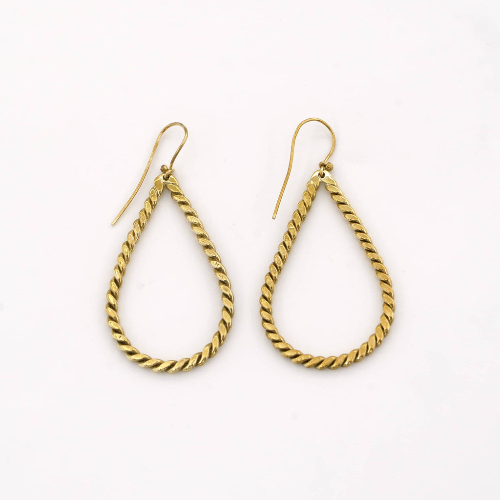 Twisted Brass Hoop Earrings for Women | Rosa