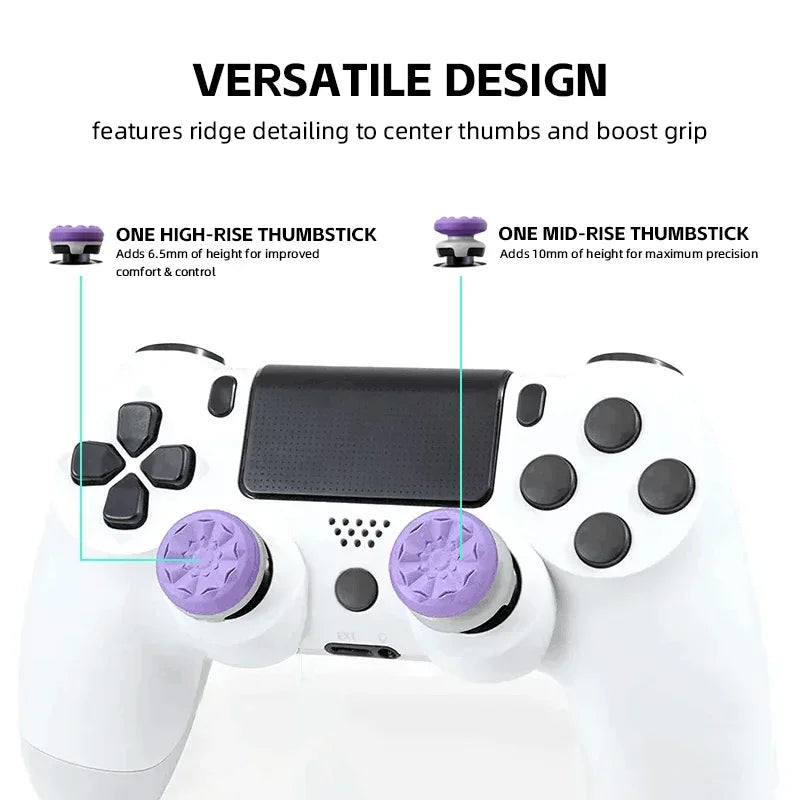 2-Pack Thumb Stick Grips with High/Low Caps for PS4/PS5/Xbox Controller Hand Grip Extenders