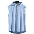 Silk Summer Muscle Hoodie Vest Sleeveless Bodybuilding Gym Workout Fitness Shirt