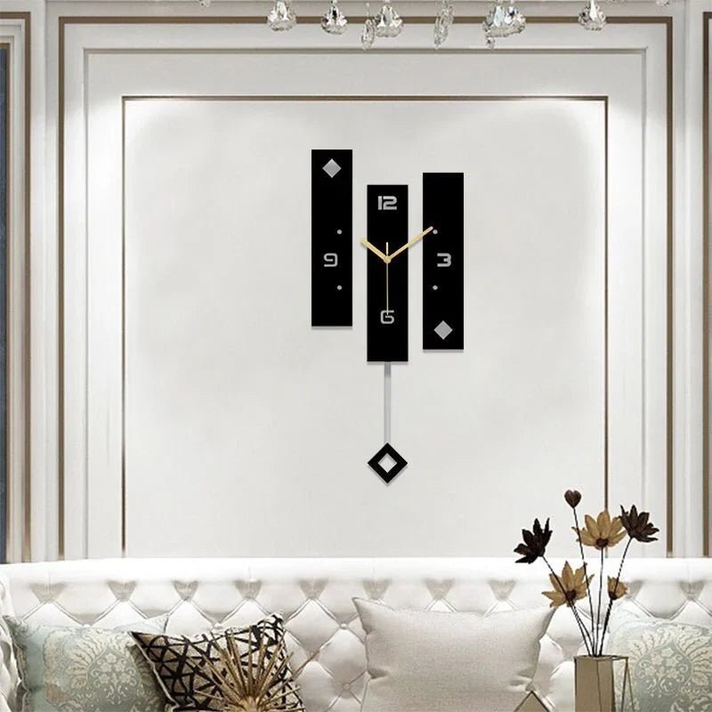 Nordic Clock With Pendulum Large Size Wall Clock