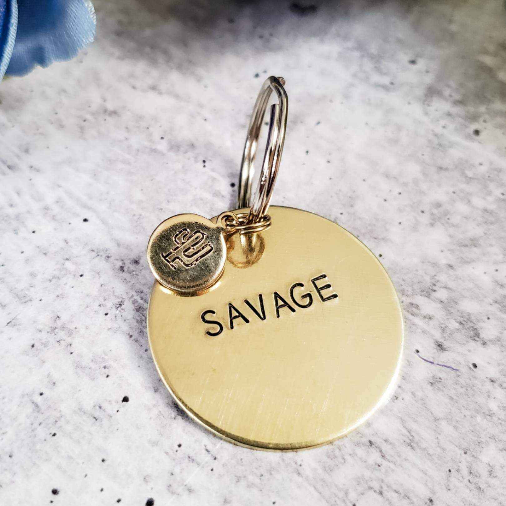 SAVAGE Brass Disc Keychain