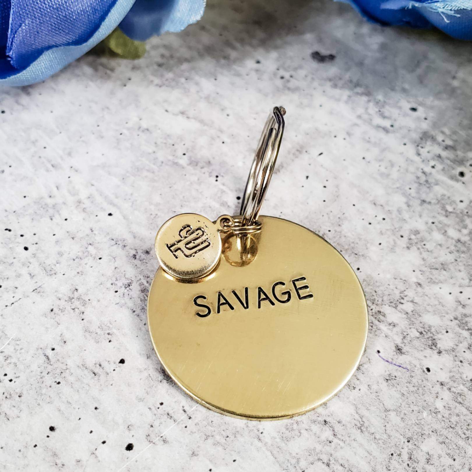SAVAGE Brass Disc Keychain
