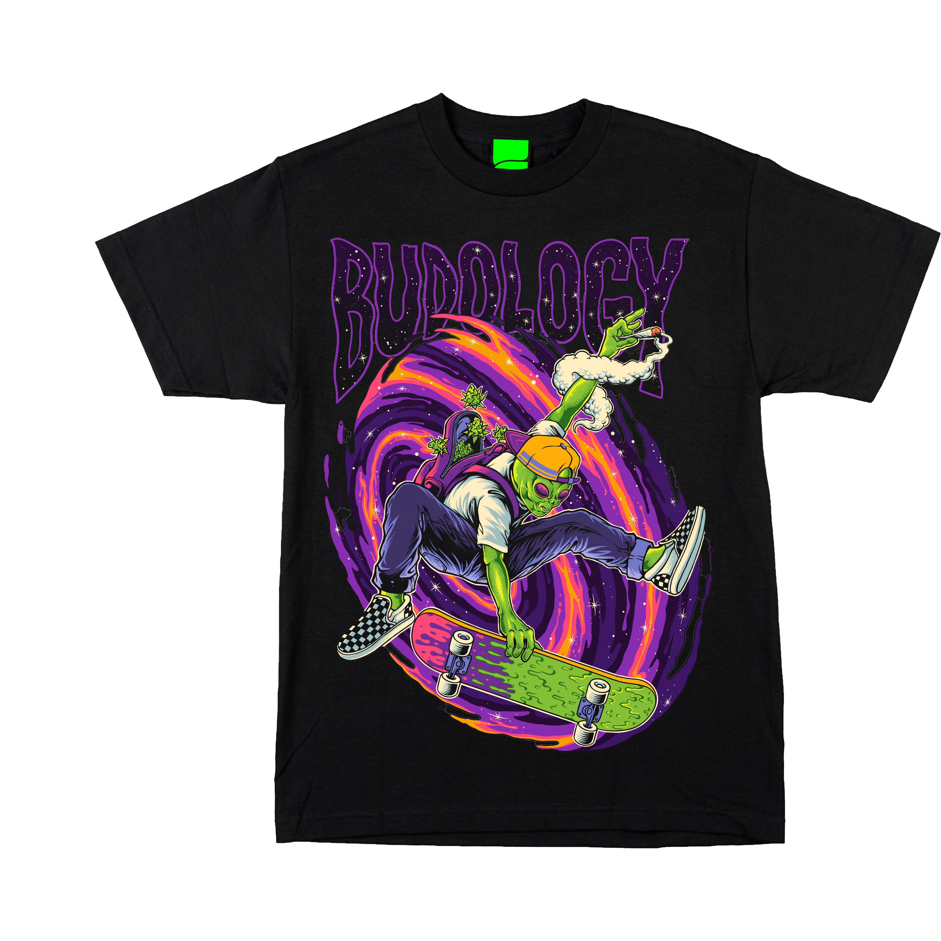 👽🛹🌌 Product Title:  Skater Alien – Ali Hoops & Cosmic Drip Tee