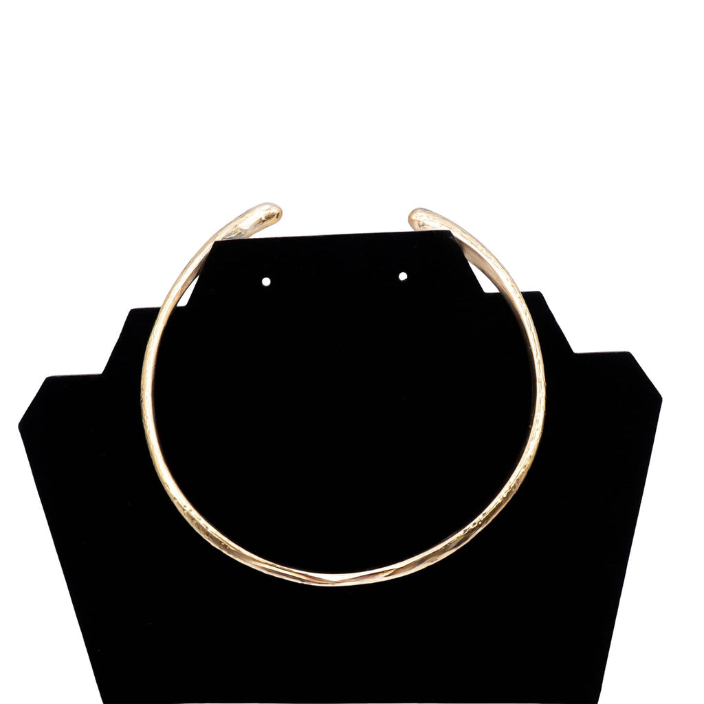 Hammered Brass Cuff Choker Teardrop Ends for Women | Sana