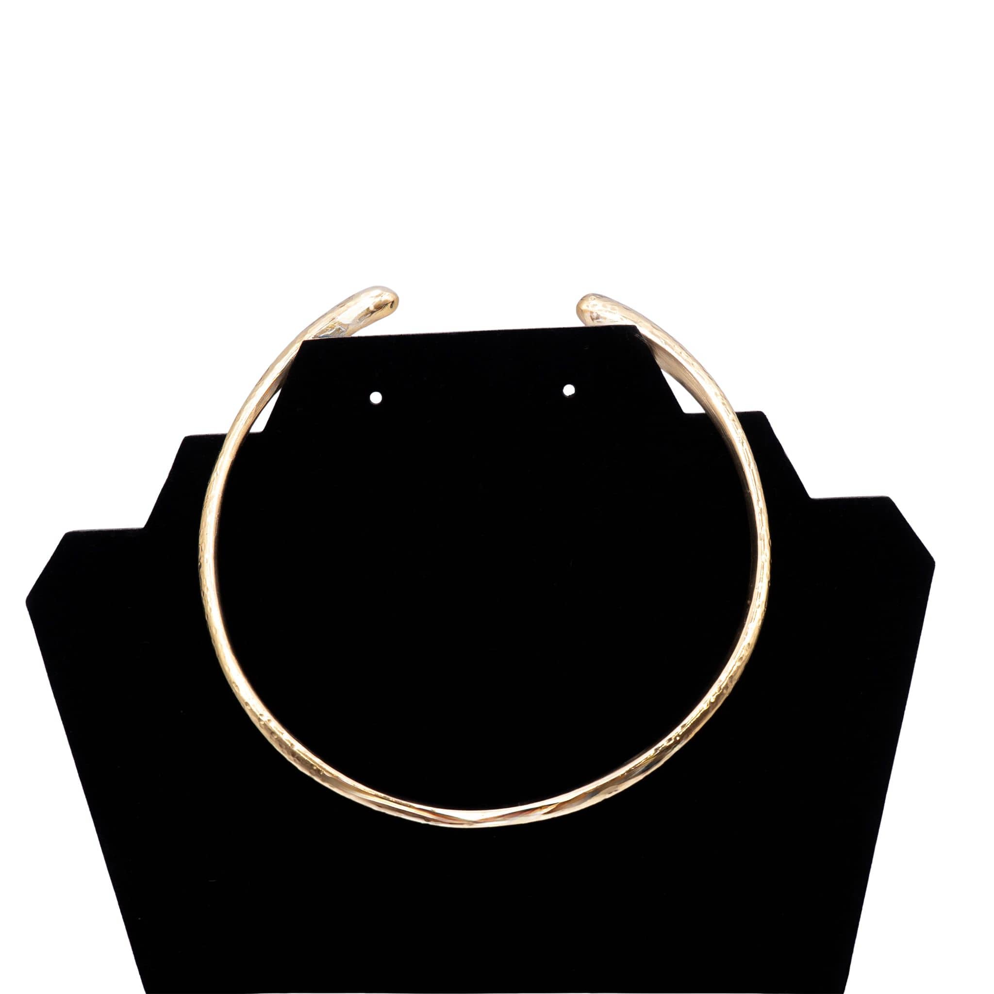 Hammered Brass Cuff Choker Teardrop Ends for Women | Sana