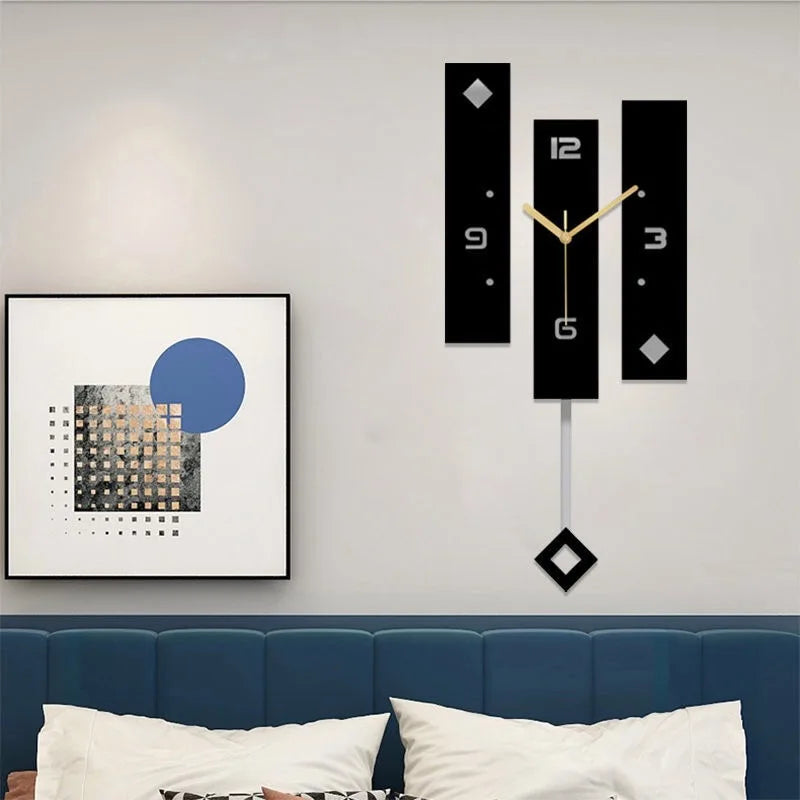 Nordic Clock With Pendulum Large Size Wall Clock