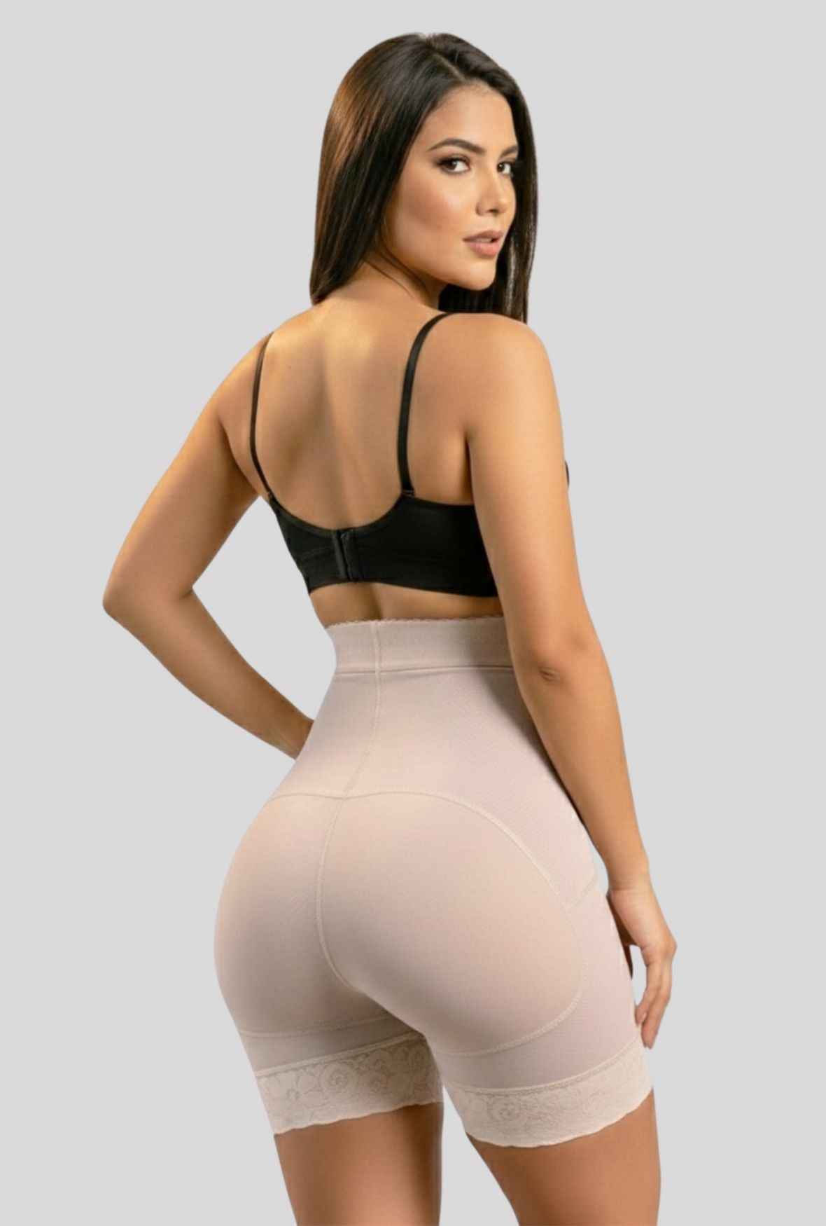 Mid Thigh Hook & Eye High Waist Short