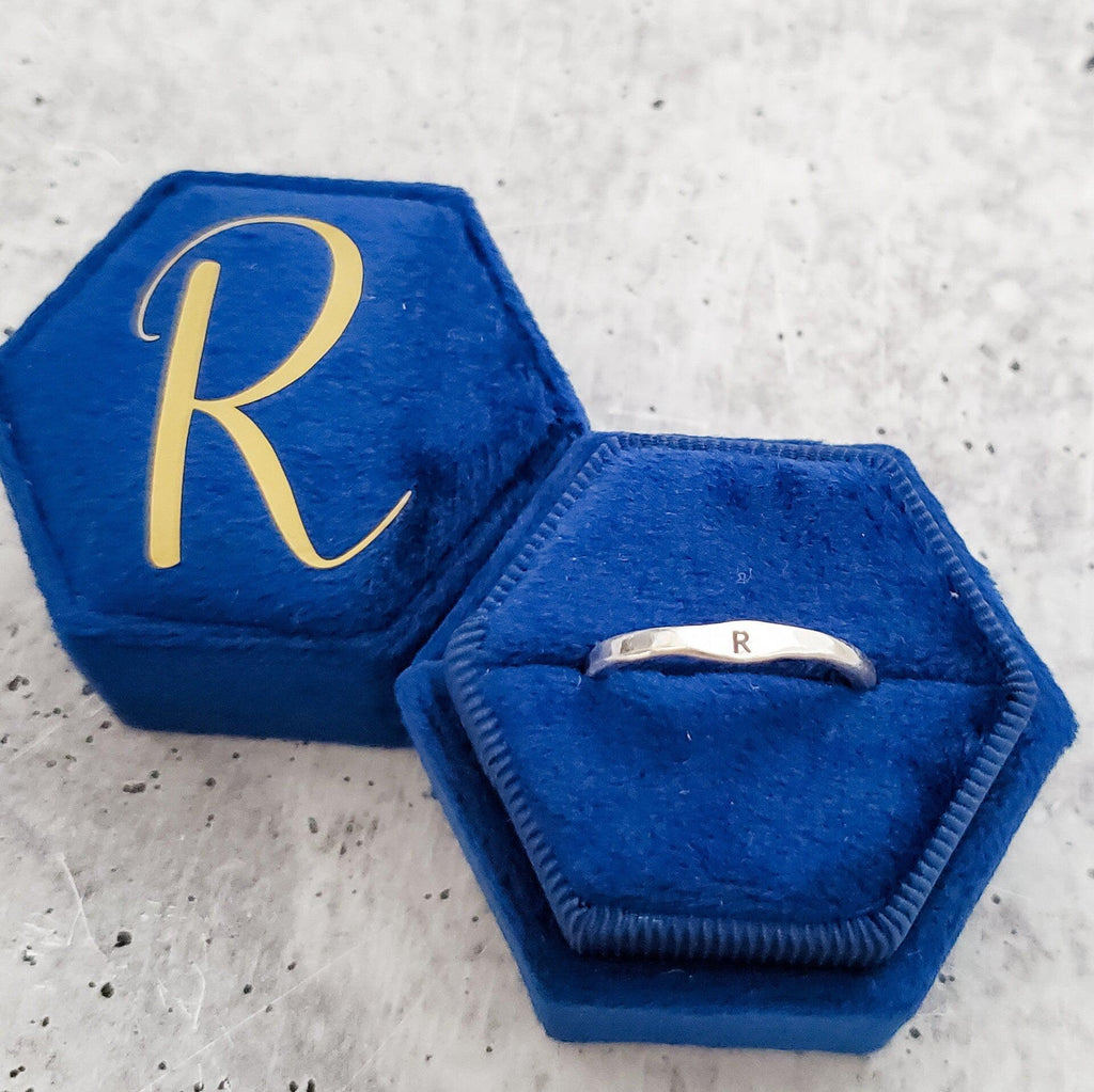Sterling Silber Anfangsbuchstaben Stapelring