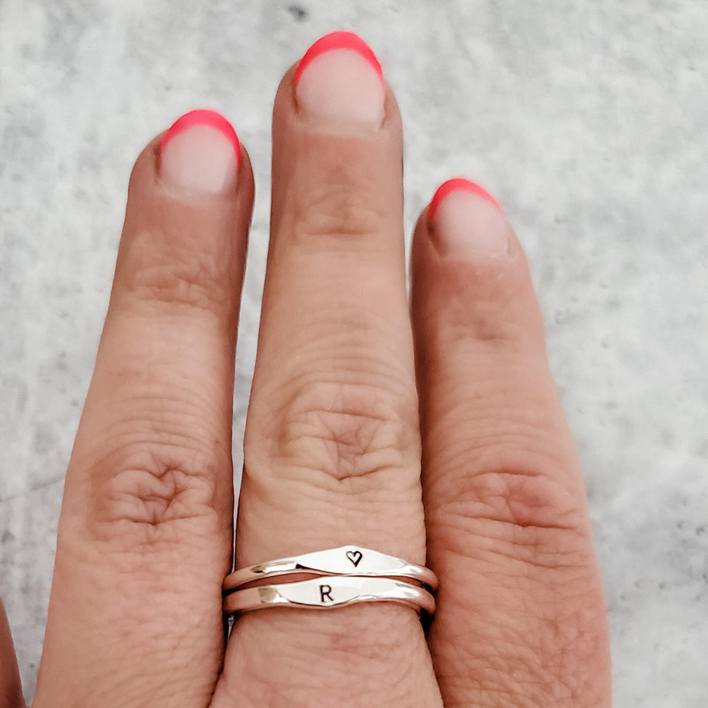 Sterling Silber Anfangsbuchstaben Stapelring
