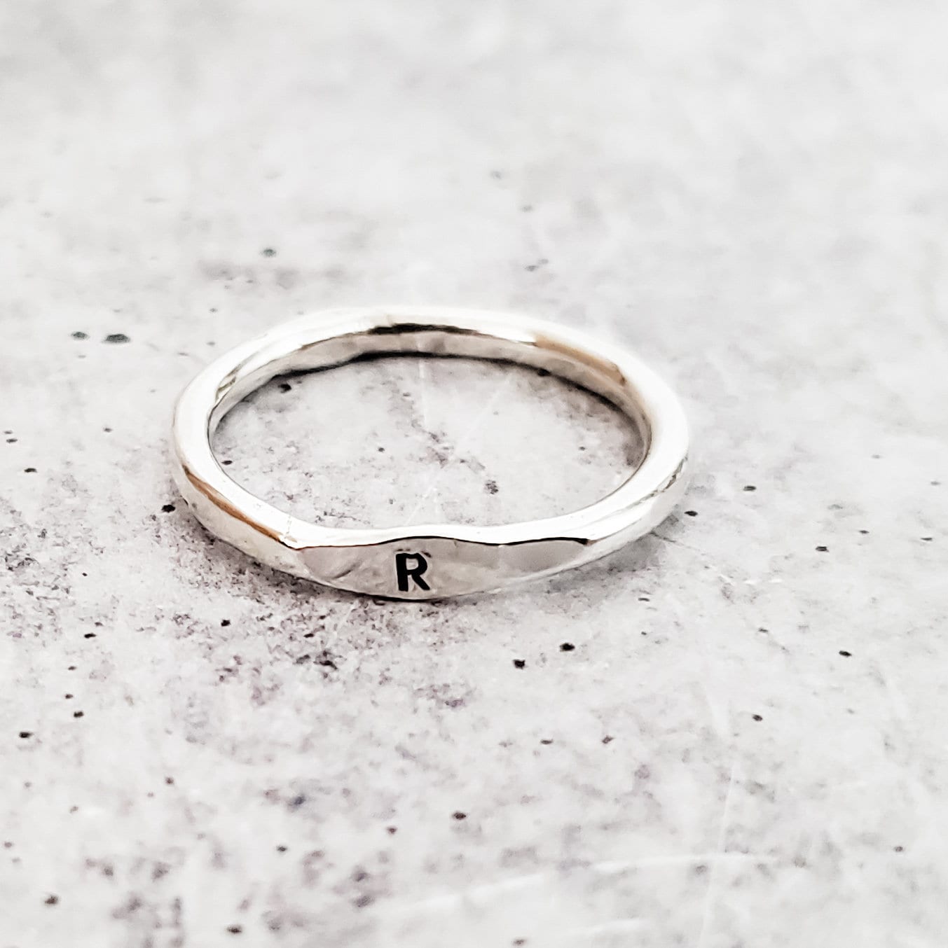 Sterling Silber Anfangsbuchstaben Stapelring