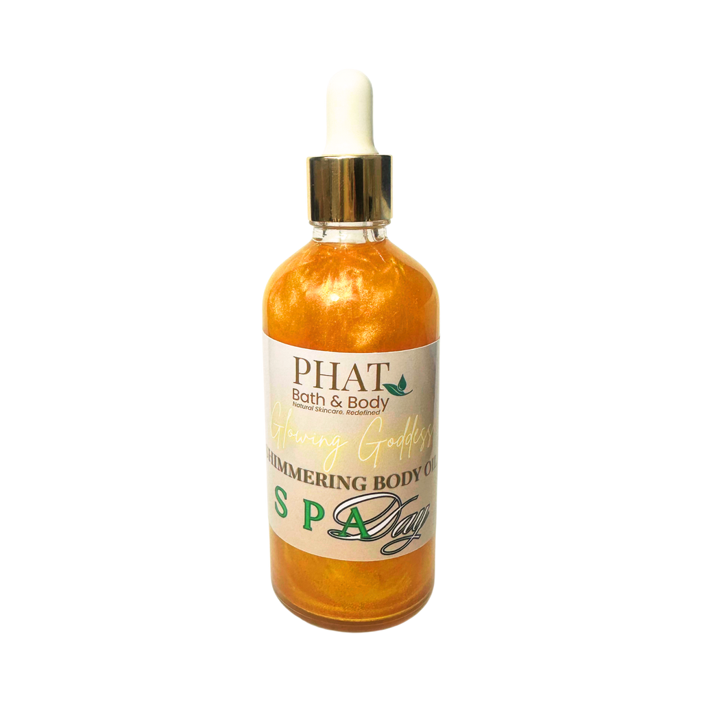 Spa Day Glowing Goddess Natural Shimmer Body Oil Golden Glow Mint & Eucalyptus | 3.2 oz