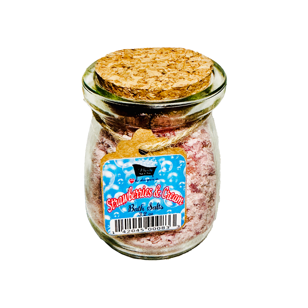 Strawberries & Cream Natural Bath Salts with Kaolin Clay Avocado Oil & Sea Salt Bath Soak | 3.5 oz