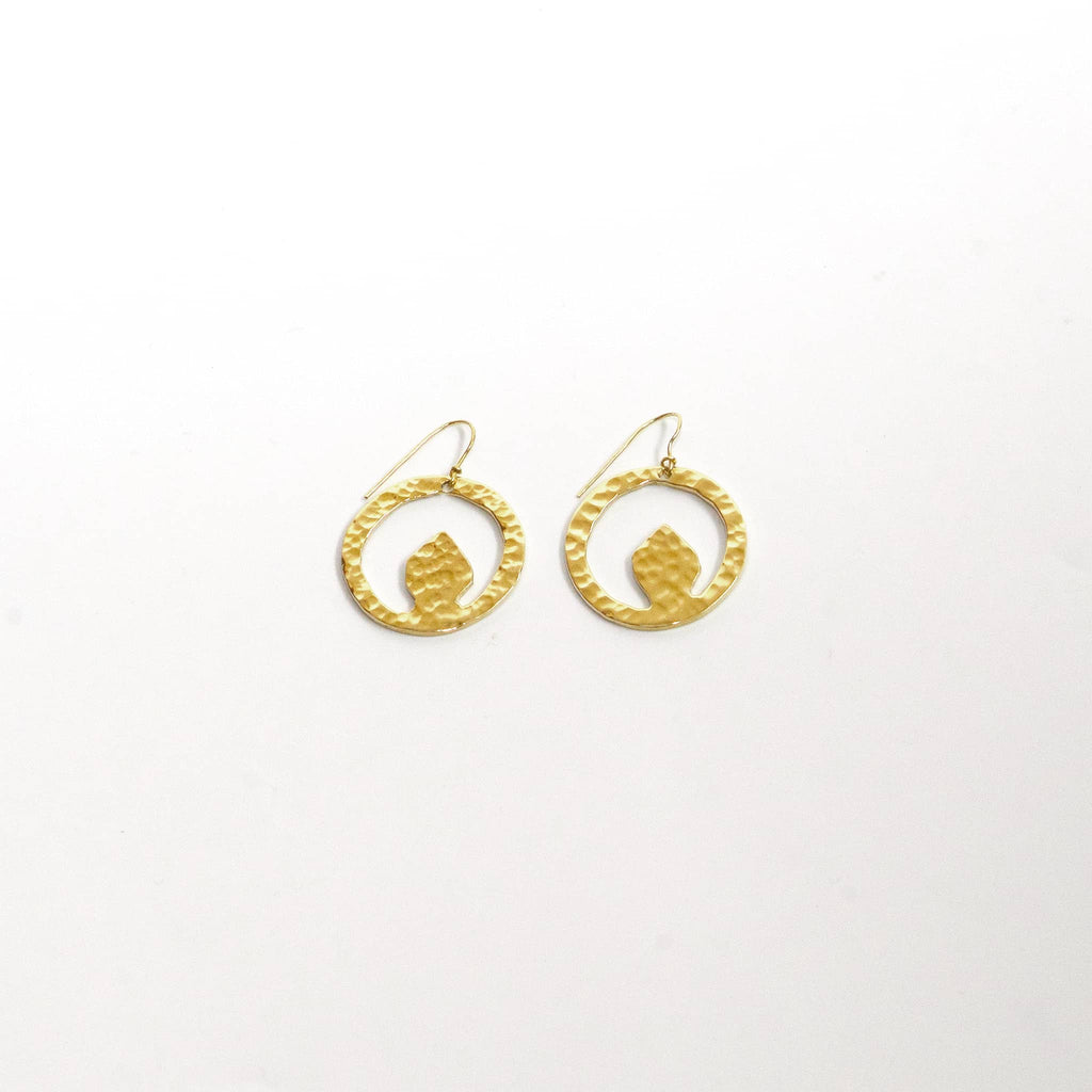 Hammered Irregular Disc Brass Earrings | Tembo