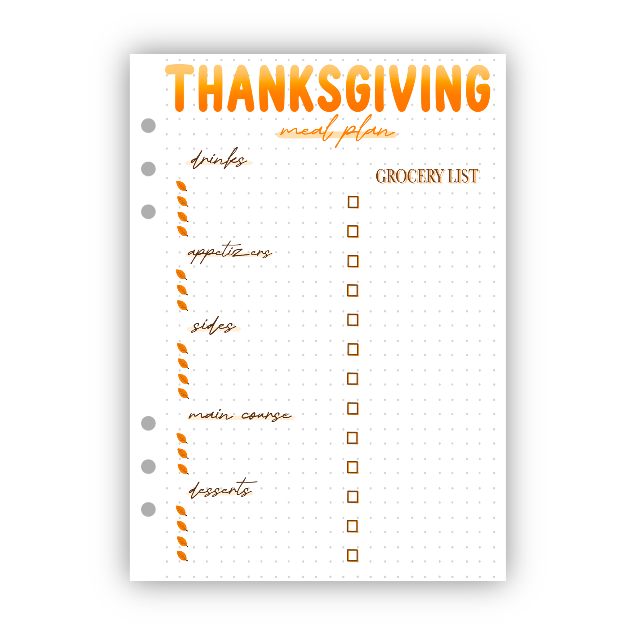 Holiday Meal Plan