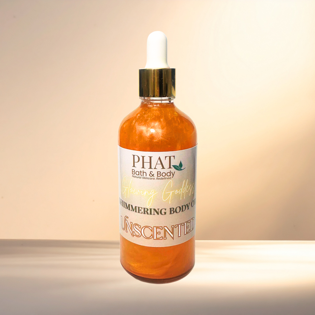 Unscented Glowing Goddess Natural Shimmer Body Oil Golden Glow | 3.2 oz