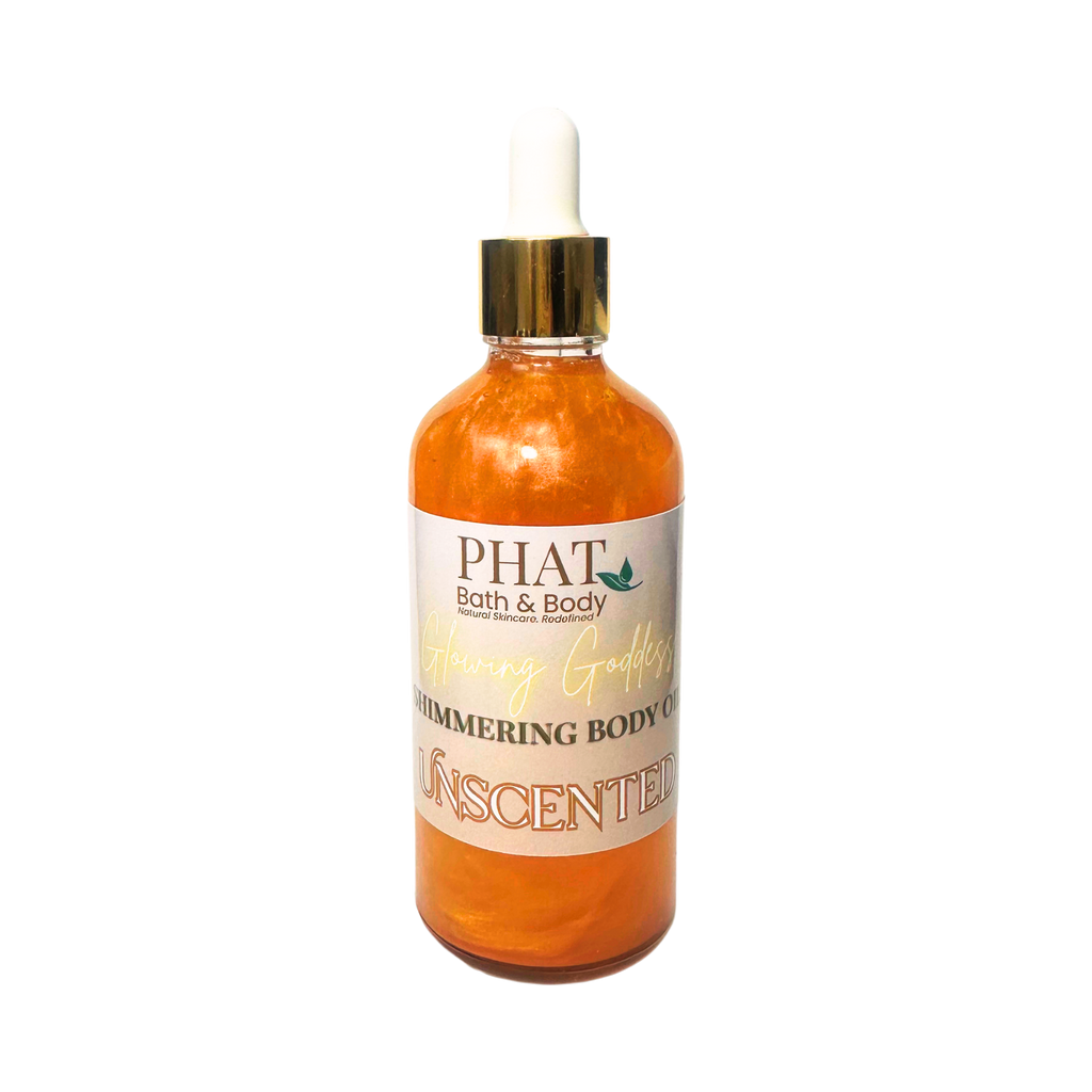 Unscented Glowing Goddess Natural Shimmer Body Oil Golden Glow | 3.2 oz