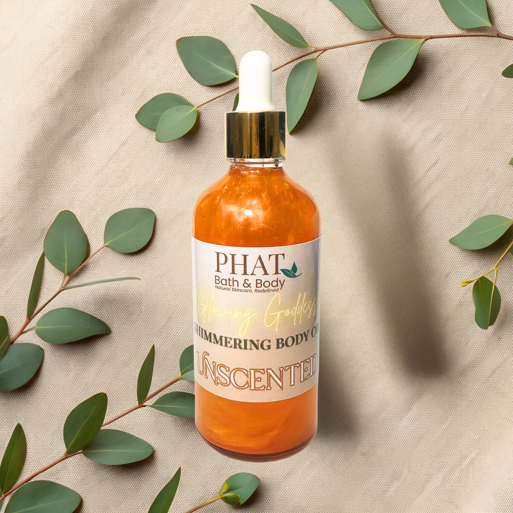 Unscented Glowing Goddess Natural Shimmer Body Oil Golden Glow | 3.2 oz