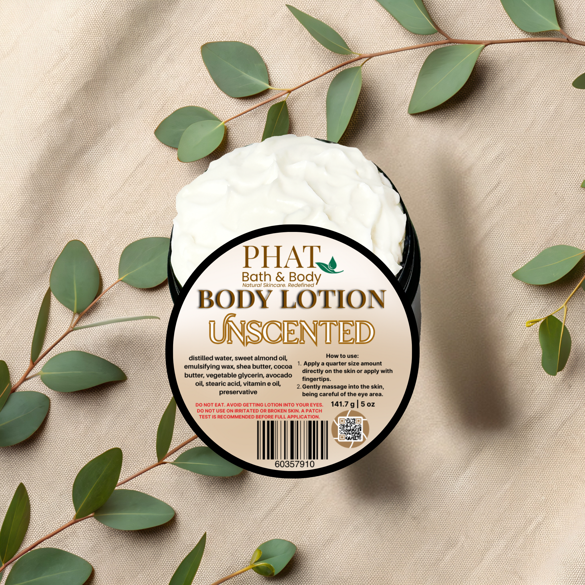 Unscented Moisturizing Fragrance Free Body Lotion with Shea & Cocoa Butter | 5 oz