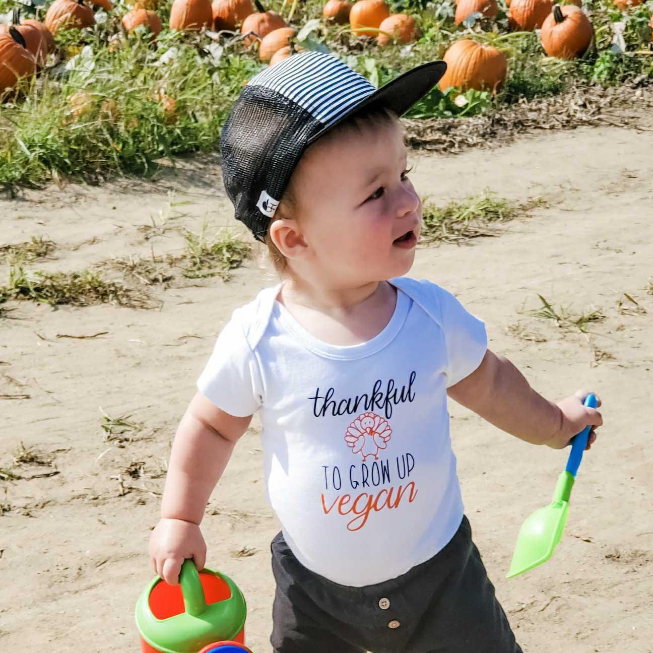 VEGANES THANKSGIVING Einteiler Kurzarm Baby Bodysuit
