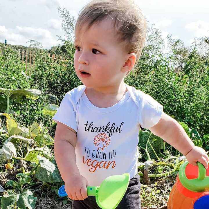 VEGANES THANKSGIVING Einteiler Kurzarm Baby Bodysuit