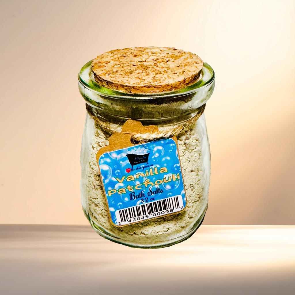 Vanilla Patchouli Natural Bath Salts with Kaolin Clay Avocado Oil & Sea Salt Bath Soak | 3.5 oz
