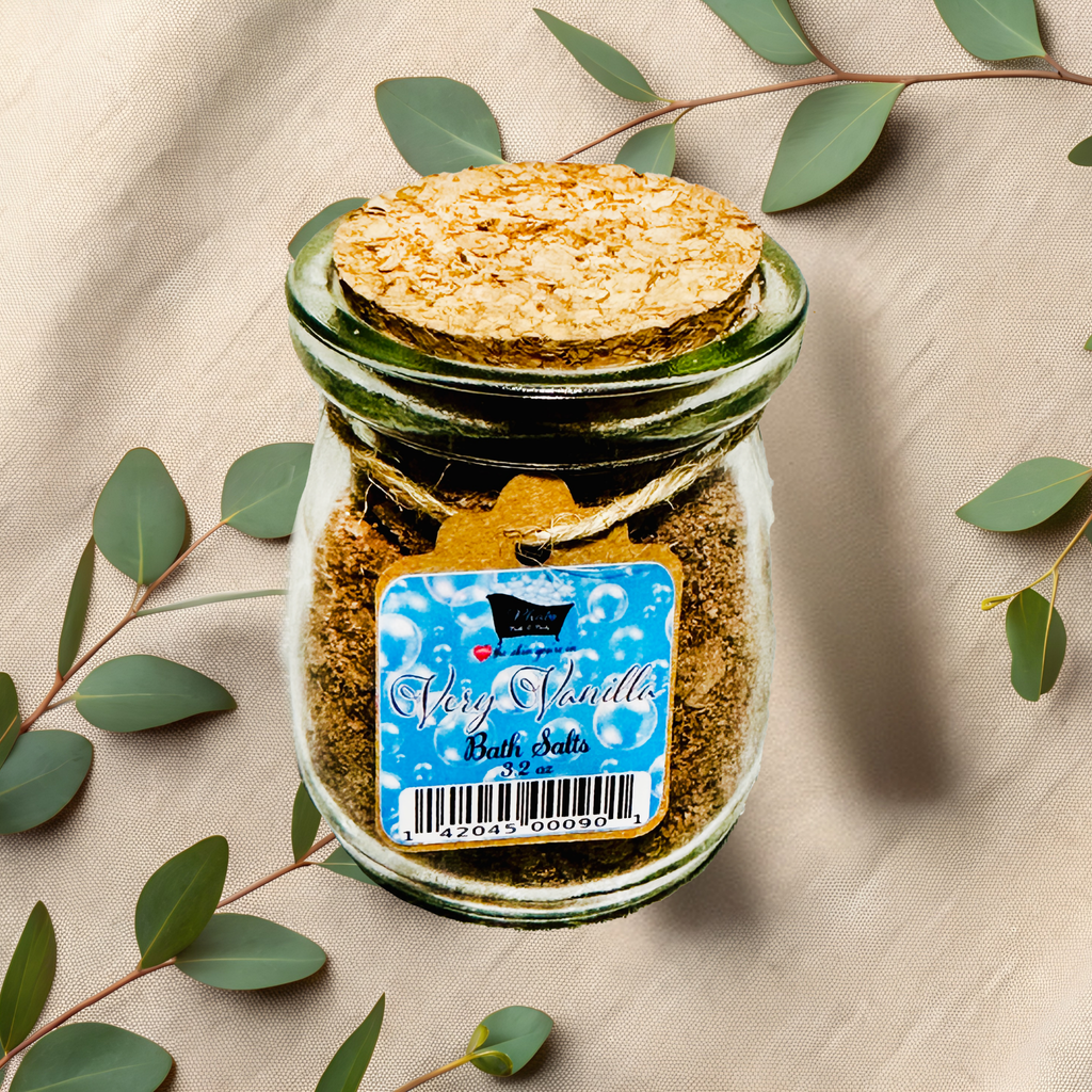 Very Vanilla Natural Bath Salts with Kaolin Clay Avocado Oil & Sea Salt Bath Soak | 3.5 oz